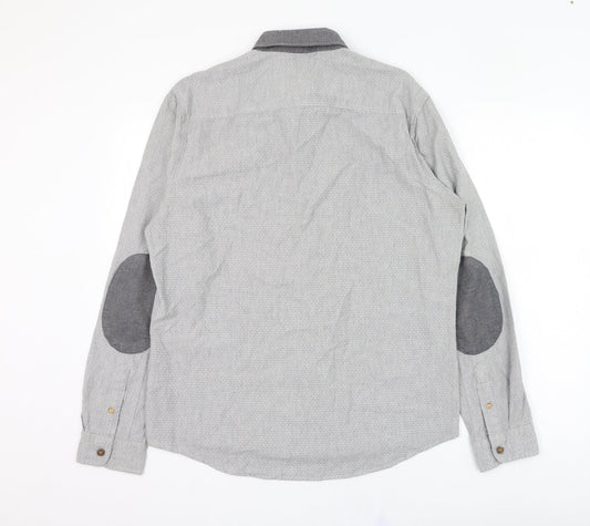 River Island Mens Grey  Cotton  Button-Up Size S Collared Button