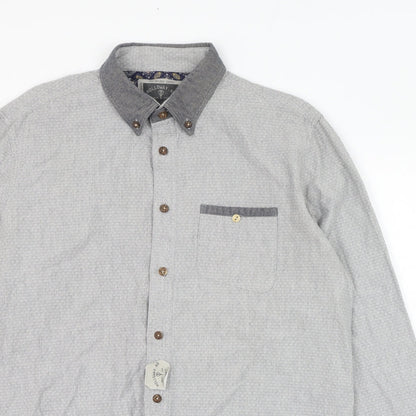 River Island Mens Grey  Cotton  Button-Up Size S Collared Button