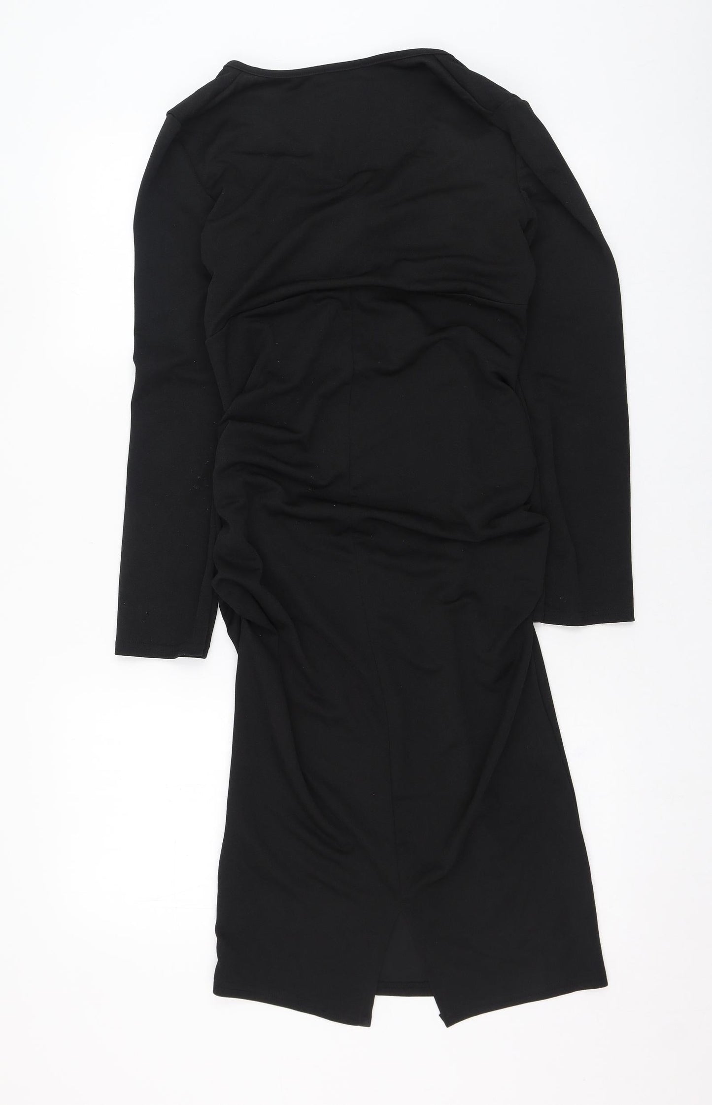 Boohoo Womens Black  Polyester Pencil Dress  Size 10  V-Neck Pullover