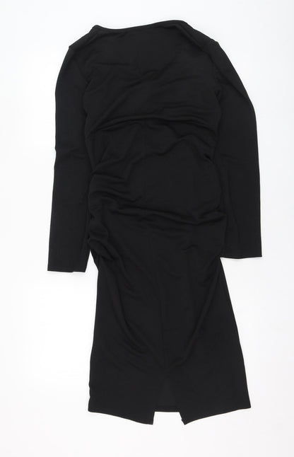 Boohoo Womens Black  Polyester Pencil Dress  Size 10  V-Neck Pullover