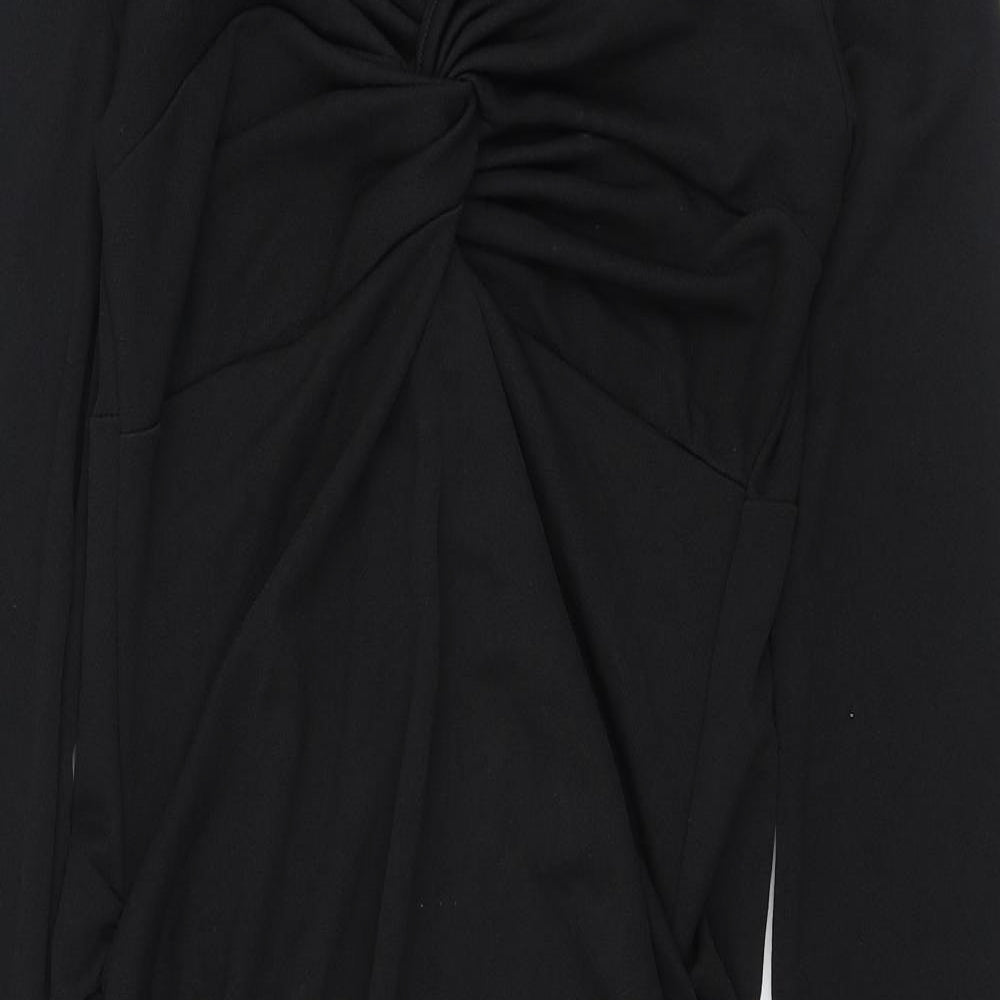 Boohoo Womens Black  Polyester Pencil Dress  Size 10  V-Neck Pullover