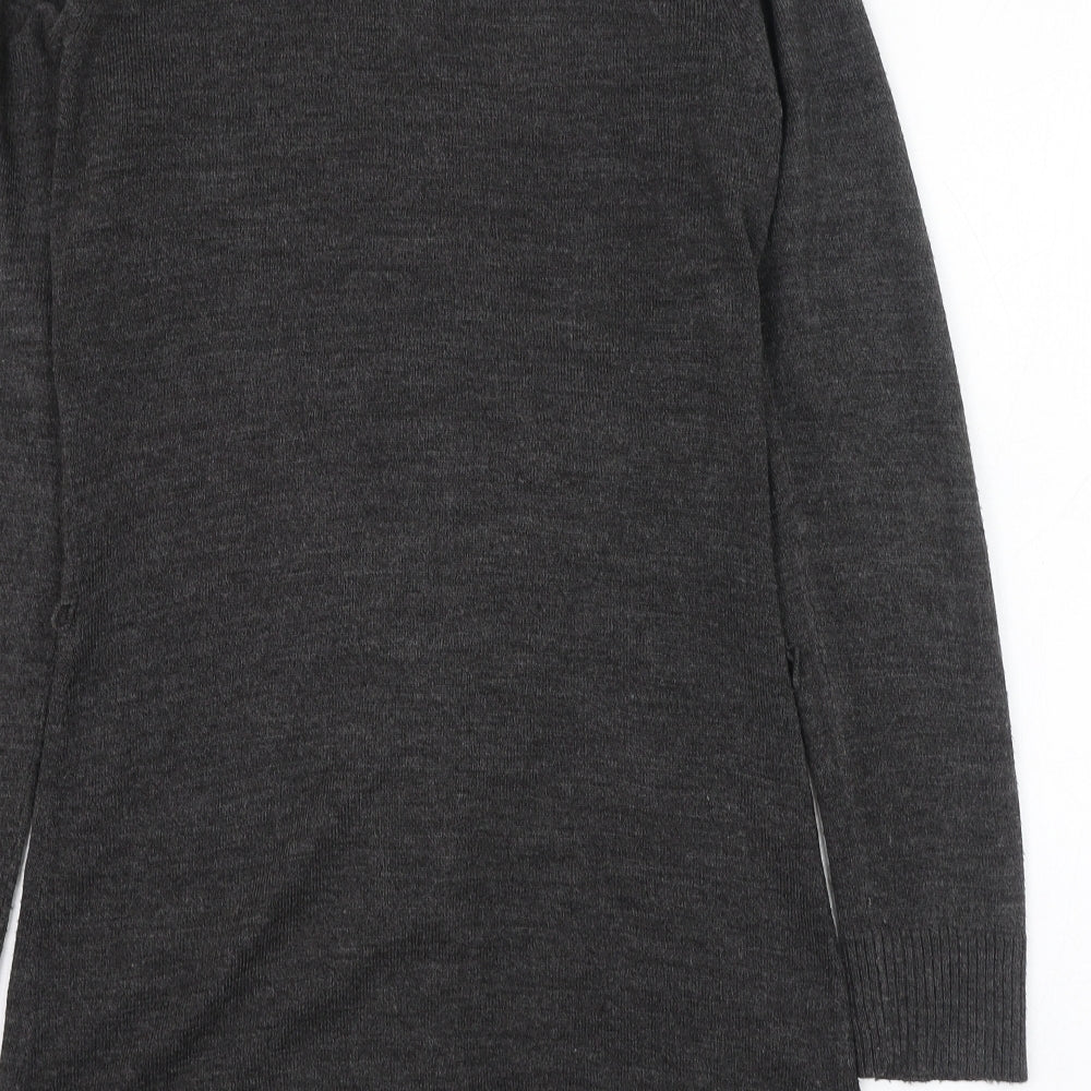 TU Womens Grey Round Neck  Acrylic Cardigan Jumper Size 8