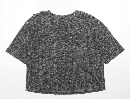 F&F Womens Grey Round Neck  Viscose Pullover Jumper Size 12