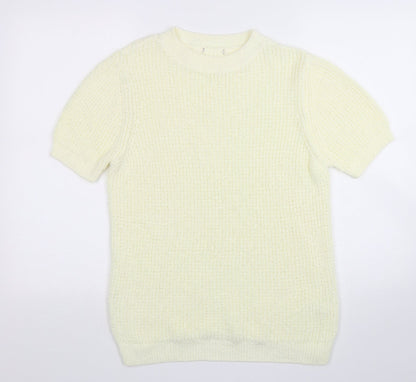 TU Womens Beige Round Neck  Cotton Pullover Jumper Size 14