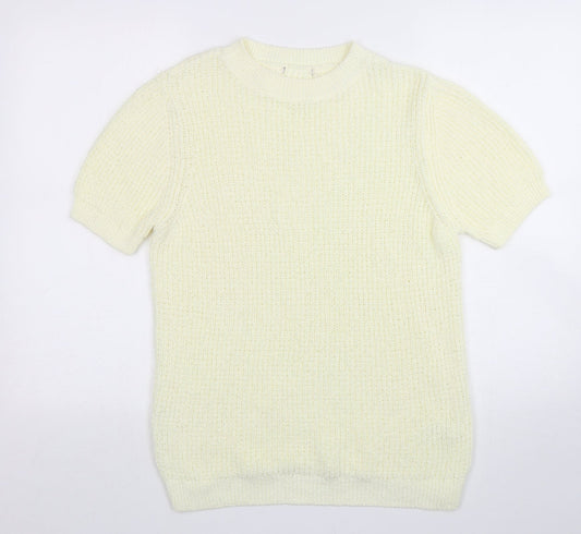 TU Womens Beige Round Neck  Cotton Pullover Jumper Size 14