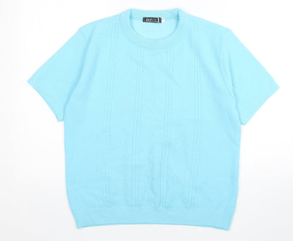 Envy Womens Blue Round Neck  Acrylic Pullover Jumper Size M