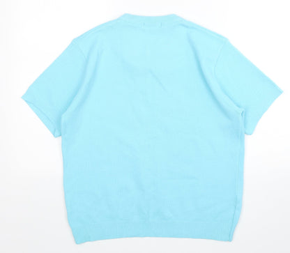 Envy Womens Blue Round Neck  Acrylic Pullover Jumper Size M