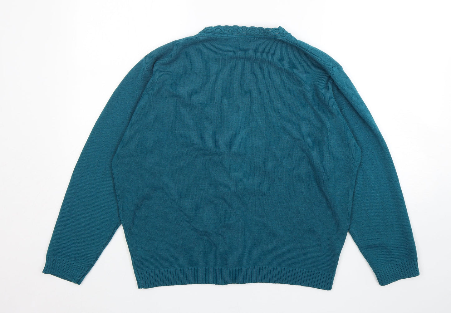 Amalina Womens Green V-Neck  Acrylic Cardigan Jumper Size 12
