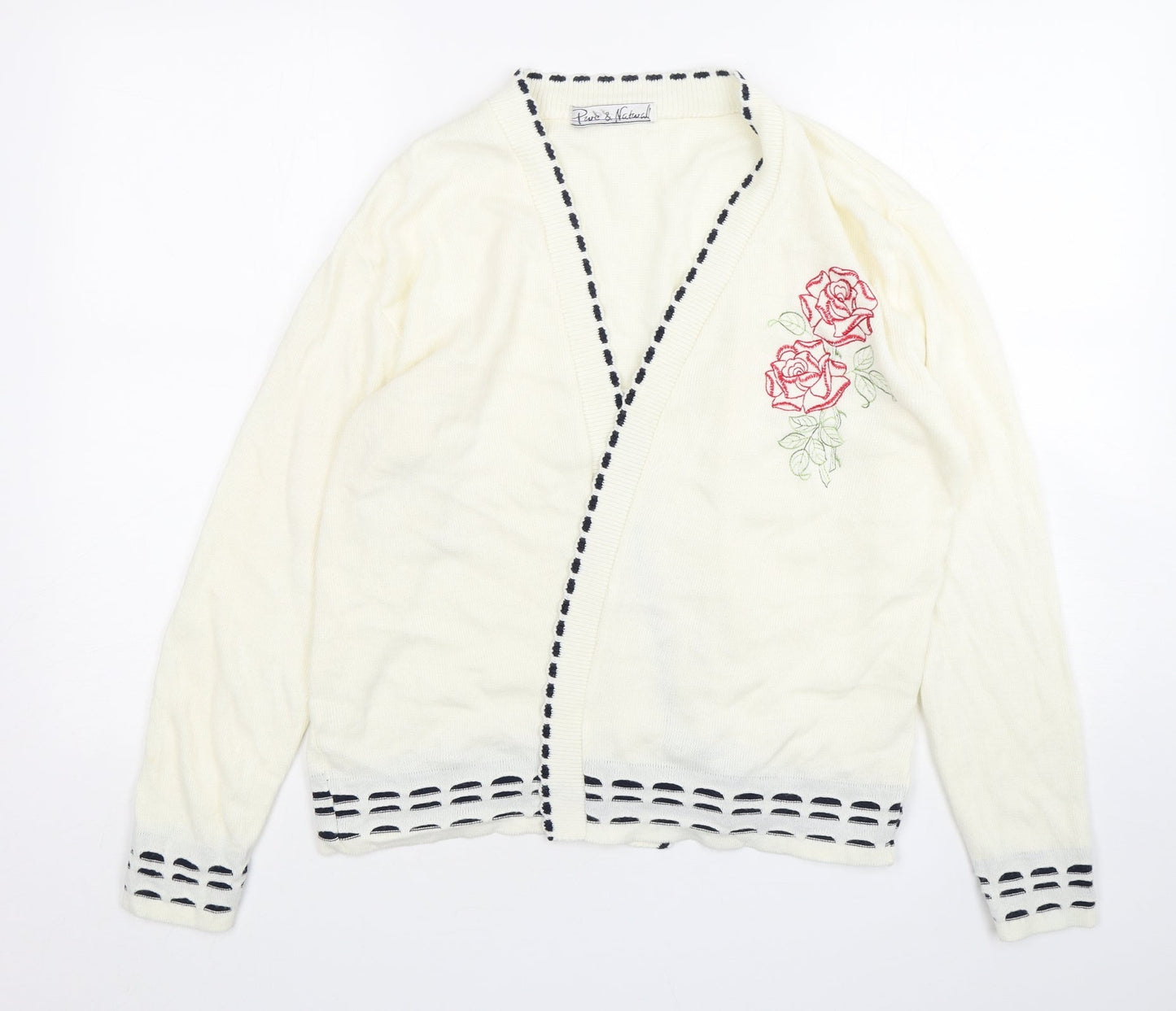 Womens UK Size M Pure & Natural Beige Cardigan Jumper