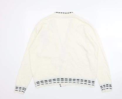 Womens UK Size M Pure & Natural Beige Cardigan Jumper
