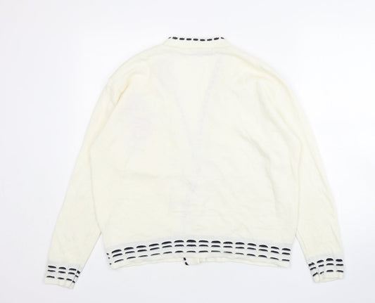 Womens UK Size M Pure & Natural Beige Cardigan Jumper