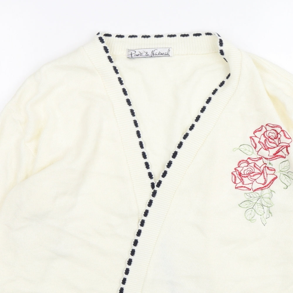 Womens UK Size M Pure & Natural Beige Cardigan Jumper