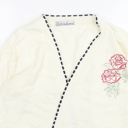 Womens UK Size M Pure & Natural Beige Cardigan Jumper