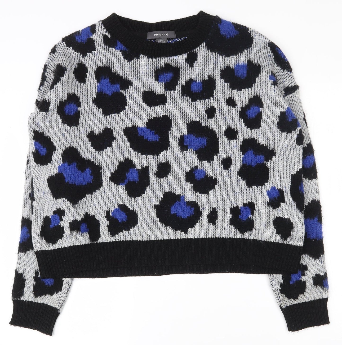Primark Womens Multicoloured Round Neck Animal Print Acrylic Pullover Jumper Size 4