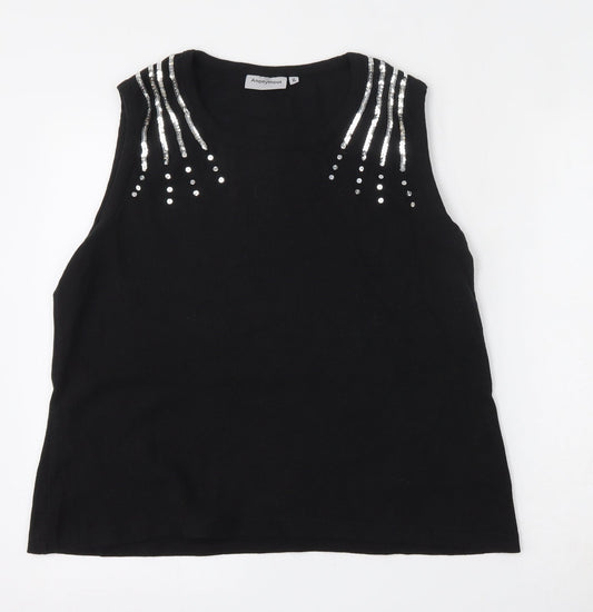 Womens UK Size XL Anonymous Black Vest Jumper