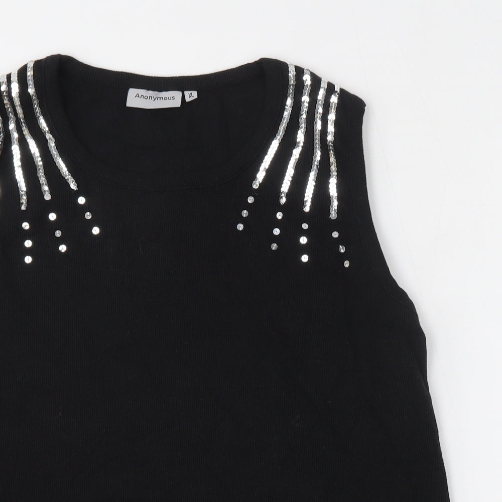 Womens UK Size XL Anonymous Black Vest Jumper