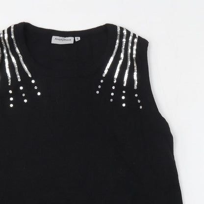 Womens UK Size XL Anonymous Black Vest Jumper