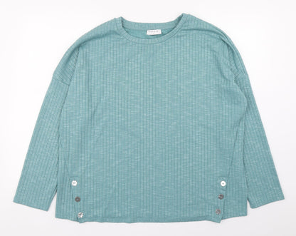 Papaya Womens Green Round Neck  Polyester Pullover Jumper Size L