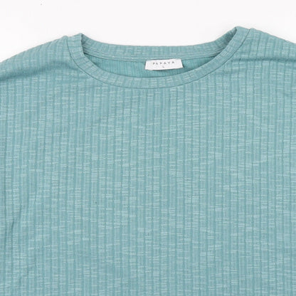Papaya Womens Green Round Neck  Polyester Pullover Jumper Size L