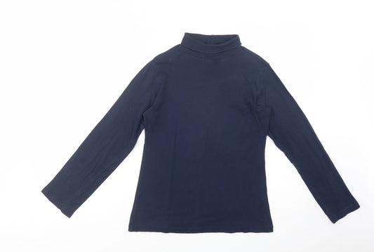 Originals Womens Blue  Cotton Basic T-Shirt Size 8 Roll Neck