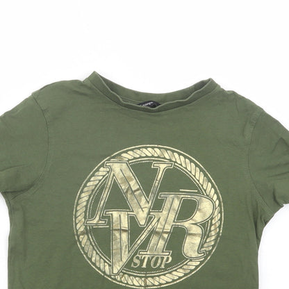George Girls Green  Cotton Pullover T-Shirt Size 7-8 Years Crew Neck Pullover - Never Stop