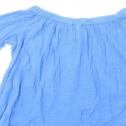 George Womens Blue  Cotton Basic Blouse Size 10 Off the Shoulder