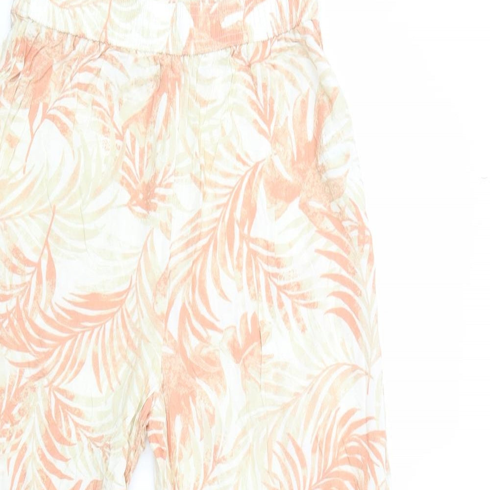 Primark Womens Beige Floral Viscose Cropped Trousers Size 8 L24 in Regular