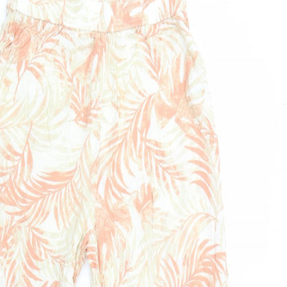 Primark Womens Beige Floral Viscose Cropped Trousers Size 8 L24 in Regular