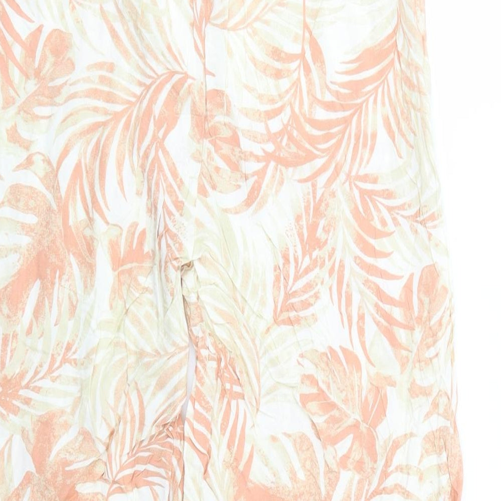 Primark Womens Beige Floral Viscose Cropped Trousers Size 8 L24 in Regular