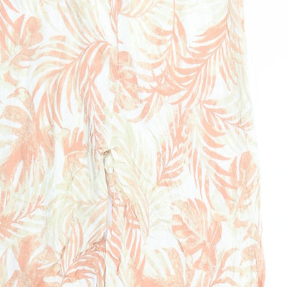 Primark Womens Beige Floral Viscose Cropped Trousers Size 8 L24 in Regular