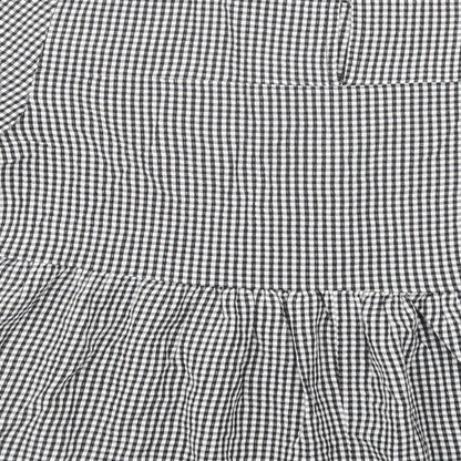 Primark Womens Grey Check Viscose Basic Blouse Size 8 Crew Neck