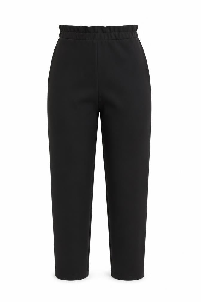 Front view of ASOS women’s black polyester dress pants trousers, size UK 8, 26-inch leg regular