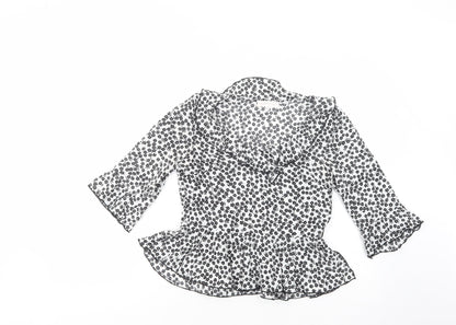 Love & Other Things Womens White Floral Polyester Basic Blouse Size XS Scoop Neck