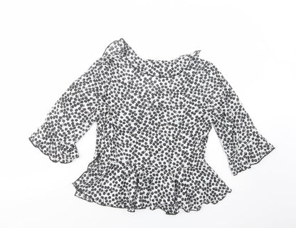 Love & Other Things Womens White Floral Polyester Basic Blouse Size XS Scoop Neck
