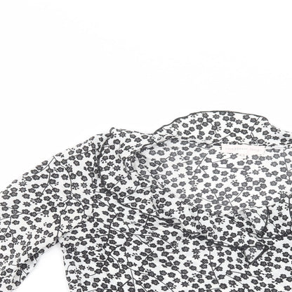 Love & Other Things Womens White Floral Polyester Basic Blouse Size XS Scoop Neck