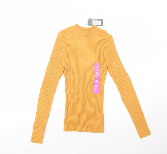 Primark Womens Yellow Mock Neck  Viscose Pullover Jumper Size 6