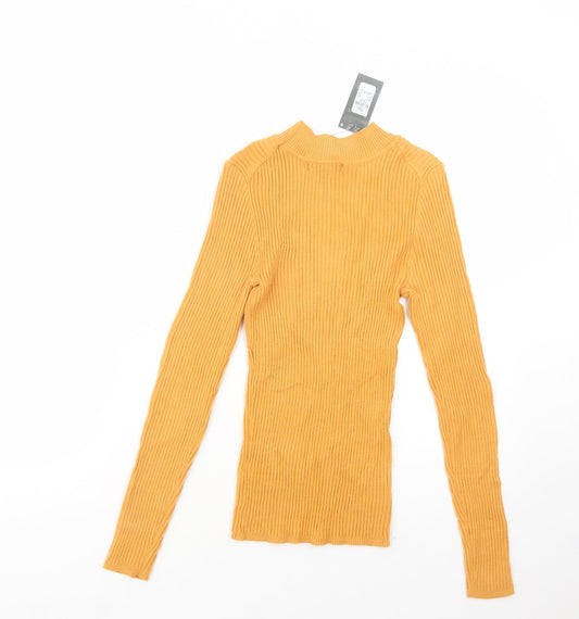 Primark Womens Yellow Mock Neck  Viscose Pullover Jumper Size 6