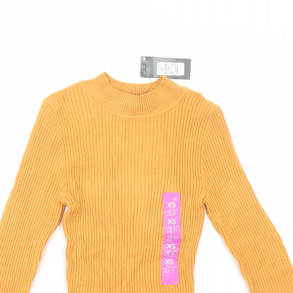 Primark Womens Yellow Mock Neck  Viscose Pullover Jumper Size 6