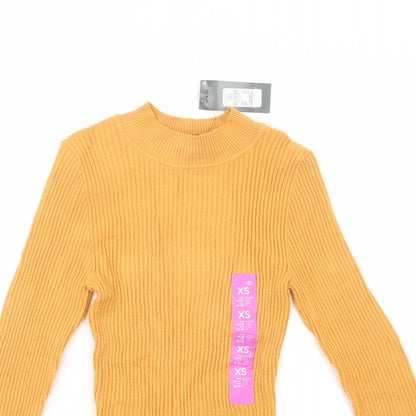 Primark Womens Yellow Mock Neck  Viscose Pullover Jumper Size 6