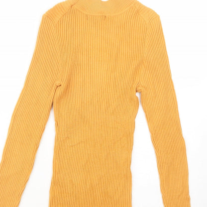 Primark Womens Yellow Mock Neck  Viscose Pullover Jumper Size 6