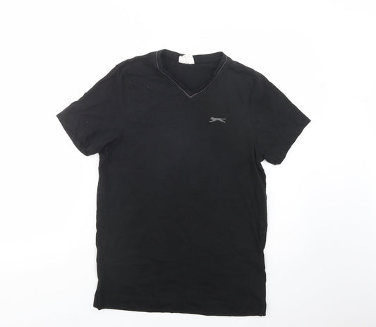 Slazenger Mens Black  Cotton  T-Shirt Size S V-Neck