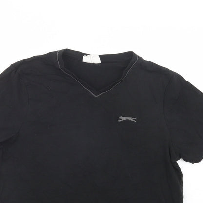 Slazenger Mens Black  Cotton  T-Shirt Size S V-Neck
