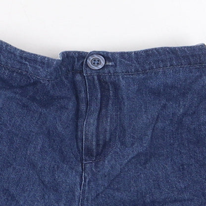 Marks and Spencer Girls Blue  Cotton Mom Shorts Size 4-5 Years  Regular