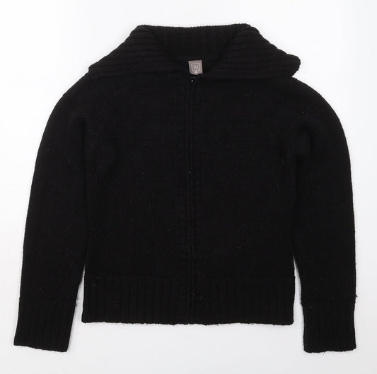 TU Womens Black Collared  Acrylic Full Zip Jumper Size 10