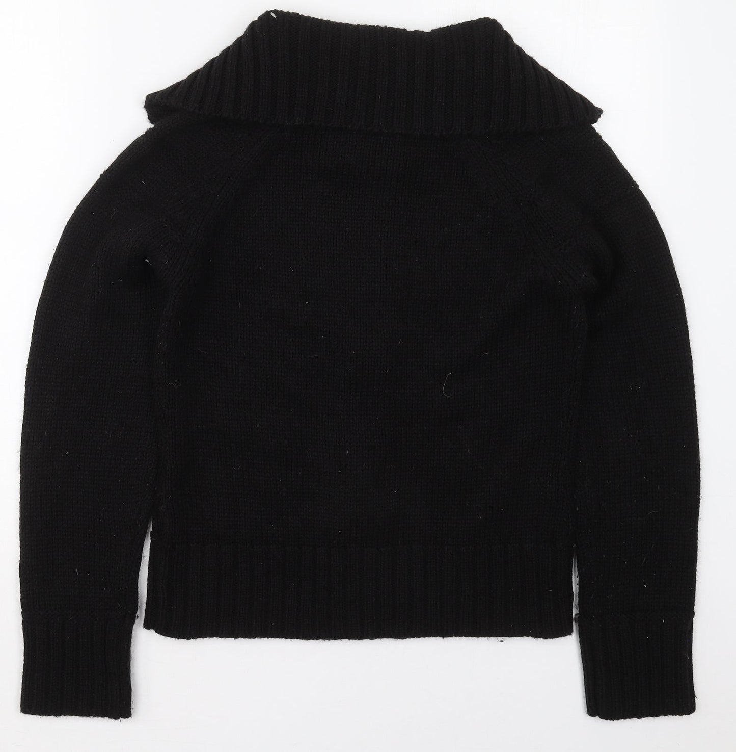 TU Womens Black Collared  Acrylic Full Zip Jumper Size 10