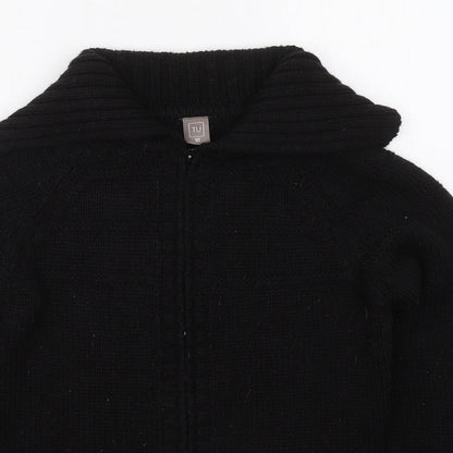 TU Womens Black Collared  Acrylic Full Zip Jumper Size 10