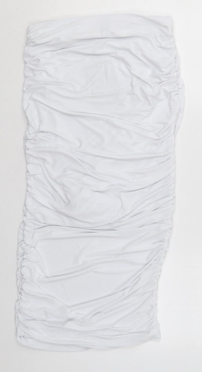 PRETTYLITTLETHING Womens White  Polyester Mini  Size 12  Off the Shoulder Pullover