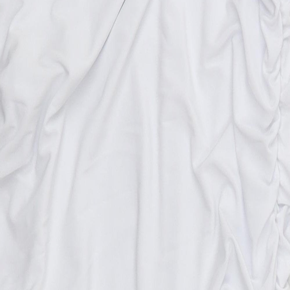 PRETTYLITTLETHING Womens White  Polyester Mini  Size 12  Off the Shoulder Pullover