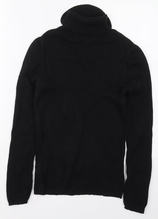 F&F Girls Black Roll Neck  Cotton Pullover Jumper Size 13-14 Years  Pullover