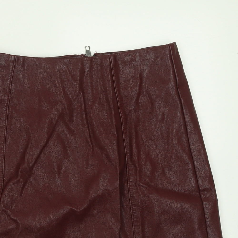 New Look Womens Purple  Polyester A-Line Skirt Size 6   Zip